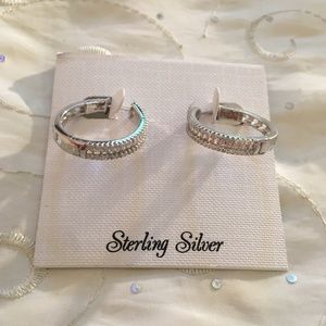 Sterling Silver Cubic Zirconia Hoop Earrings